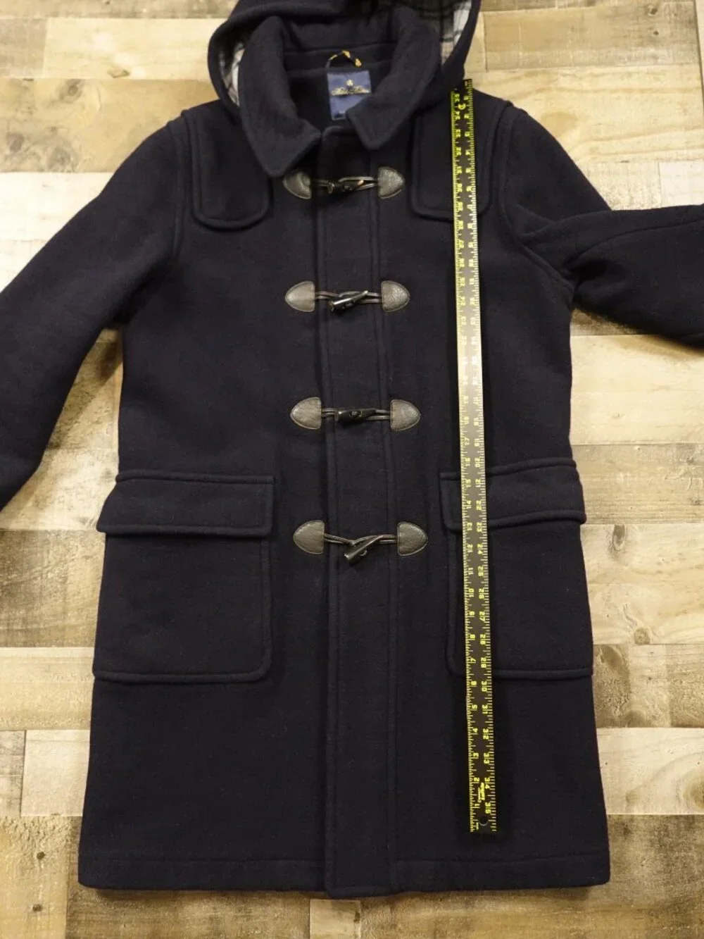 Brooks Brothers Duffle Coat Men’s Medium Navy 100% Wool Hooded Toggle